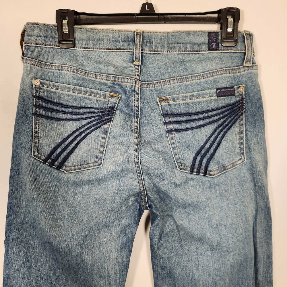 7 For All Mankind Mid Rise Dojo Flare Wide Leg Distressed Authentic Light 29 34 - Picture 5 of 16